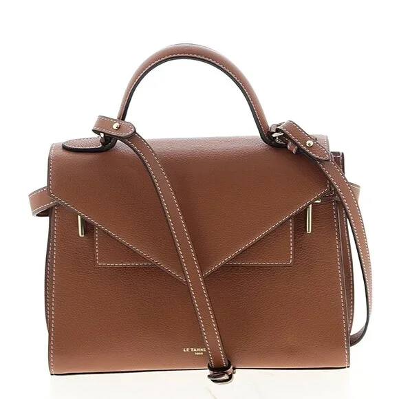 Le Tanneur Emilie Medium Double Flap Bag in Tan Brown - Picture 3 of 5